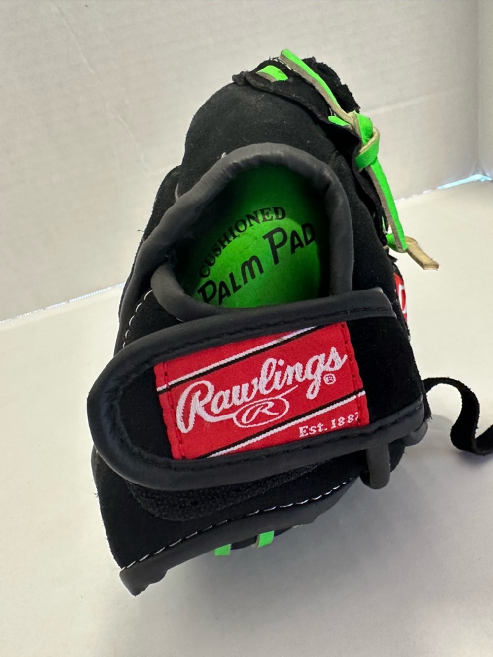 Rawlings Kids Black and Neon Green Athletic baseball glove
